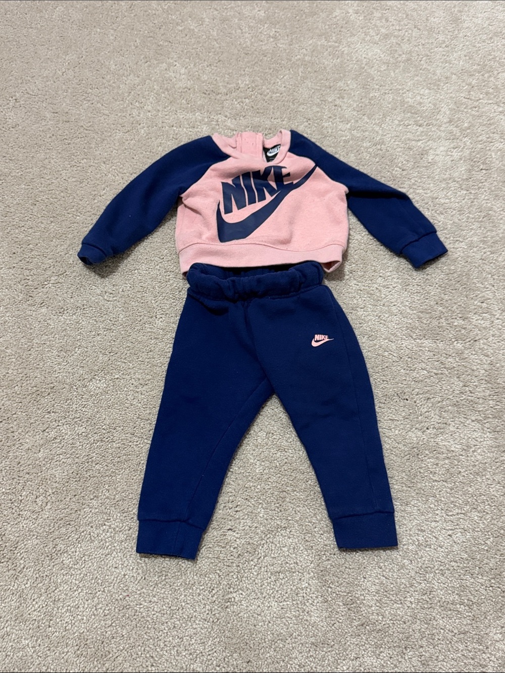 Nike Pink and Navy Girls' Sweatpants Jogger Set